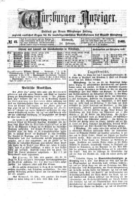 Würzburger Anzeiger (Neue Würzburger Zeitung) Mittwoch 14. Februar 1866