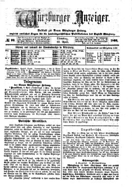 Würzburger Anzeiger (Neue Würzburger Zeitung) Dienstag 10. April 1866