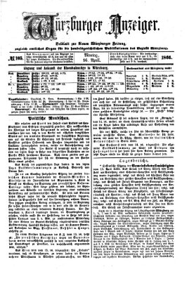 Würzburger Anzeiger (Neue Würzburger Zeitung) Montag 16. April 1866