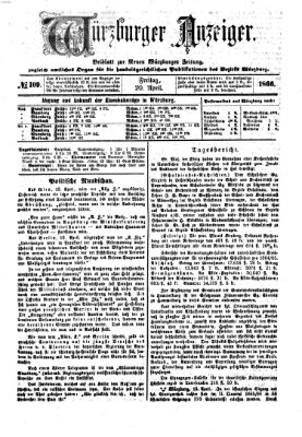 Würzburger Anzeiger (Neue Würzburger Zeitung) Freitag 20. April 1866