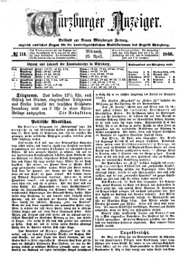 Würzburger Anzeiger (Neue Würzburger Zeitung) Mittwoch 25. April 1866