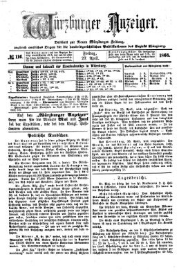 Würzburger Anzeiger (Neue Würzburger Zeitung) Freitag 27. April 1866