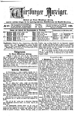 Würzburger Anzeiger (Neue Würzburger Zeitung) Samstag 28. April 1866