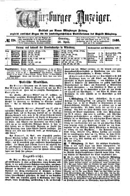 Würzburger Anzeiger (Neue Würzburger Zeitung) Sonntag 29. April 1866