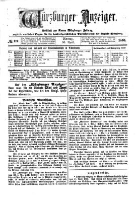 Würzburger Anzeiger (Neue Würzburger Zeitung) Montag 30. April 1866