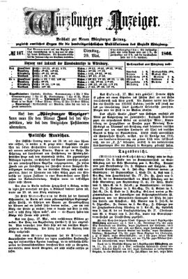 Würzburger Anzeiger (Neue Würzburger Zeitung) Dienstag 29. Mai 1866