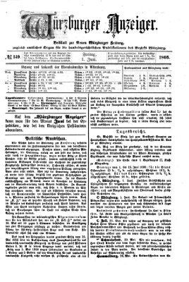 Würzburger Anzeiger (Neue Würzburger Zeitung) Freitag 1. Juni 1866