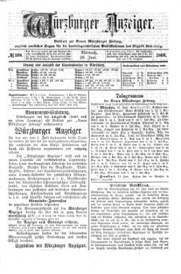 Würzburger Anzeiger (Neue Würzburger Zeitung) Mittwoch 20. Juni 1866