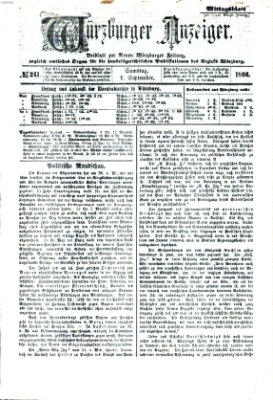 Würzburger Anzeiger. Mittagsblatt (Neue Würzburger Zeitung) Samstag 1. September 1866