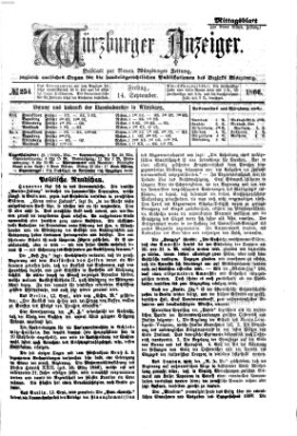 Würzburger Anzeiger. Mittagsblatt (Neue Würzburger Zeitung) Freitag 14. September 1866