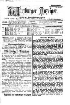 Würzburger Anzeiger. Mittagsblatt (Neue Würzburger Zeitung) Samstag 15. September 1866