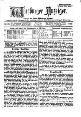 Würzburger Anzeiger. Mittagsblatt (Neue Würzburger Zeitung) Dienstag 2. Oktober 1866