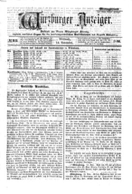 Würzburger Anzeiger. Mittagsblatt (Neue Würzburger Zeitung) Mittwoch 14. November 1866