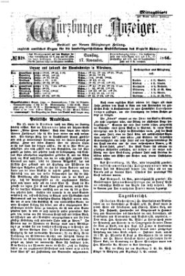 Würzburger Anzeiger. Mittagsblatt (Neue Würzburger Zeitung) Samstag 17. November 1866