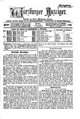 Würzburger Anzeiger. Mittagsblatt (Neue Würzburger Zeitung) Freitag 7. Dezember 1866