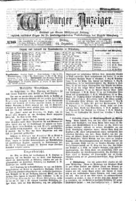 Würzburger Anzeiger. Mittagsblatt (Neue Würzburger Zeitung) Freitag 14. Dezember 1866