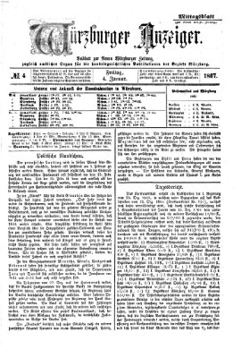 Würzburger Anzeiger. Mittagsblatt (Neue Würzburger Zeitung) Freitag 4. Januar 1867