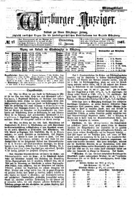 Würzburger Anzeiger. Mittagsblatt (Neue Würzburger Zeitung) Donnerstag 17. Januar 1867