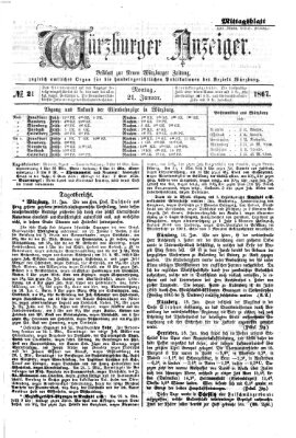 Würzburger Anzeiger. Mittagsblatt (Neue Würzburger Zeitung) Montag 21. Januar 1867