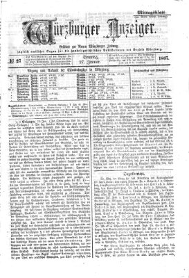 Würzburger Anzeiger. Mittagsblatt (Neue Würzburger Zeitung) Sonntag 27. Januar 1867