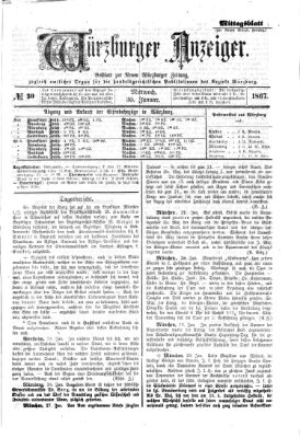 Würzburger Anzeiger. Mittagsblatt (Neue Würzburger Zeitung) Mittwoch 30. Januar 1867