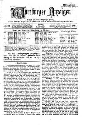 Würzburger Anzeiger. Mittagsblatt (Neue Würzburger Zeitung) Freitag 1. Februar 1867