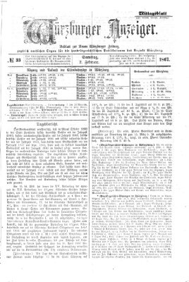 Würzburger Anzeiger. Mittagsblatt (Neue Würzburger Zeitung) Samstag 2. Februar 1867