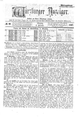 Würzburger Anzeiger. Mittagsblatt (Neue Würzburger Zeitung) Montag 4. Februar 1867