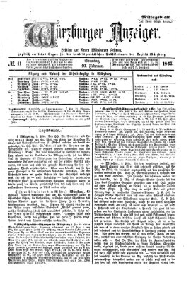 Würzburger Anzeiger. Mittagsblatt (Neue Würzburger Zeitung) Sonntag 10. Februar 1867