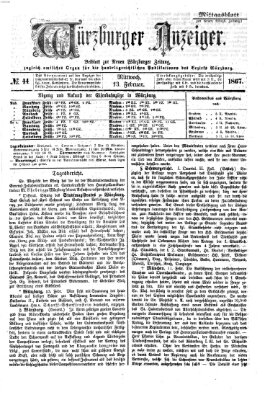 Würzburger Anzeiger. Mittagsblatt (Neue Würzburger Zeitung) Mittwoch 13. Februar 1867