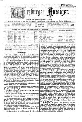 Würzburger Anzeiger. Mittagsblatt (Neue Würzburger Zeitung) Donnerstag 14. Februar 1867