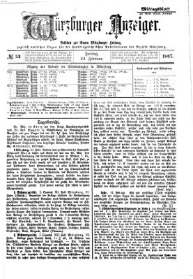 Würzburger Anzeiger. Mittagsblatt (Neue Würzburger Zeitung) Freitag 22. Februar 1867