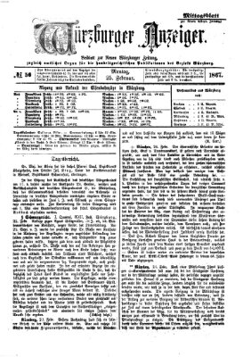 Würzburger Anzeiger. Mittagsblatt (Neue Würzburger Zeitung) Montag 25. Februar 1867