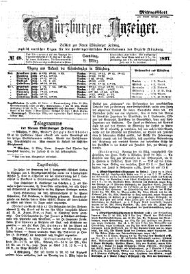 Würzburger Anzeiger. Mittagsblatt (Neue Würzburger Zeitung) Samstag 9. März 1867