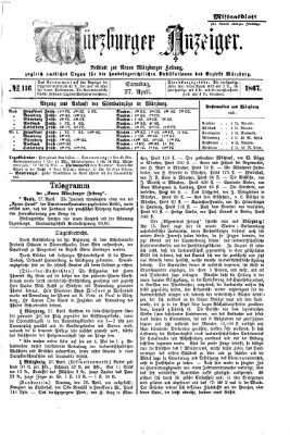 Würzburger Anzeiger. Mittagsblatt (Neue Würzburger Zeitung) Samstag 27. April 1867