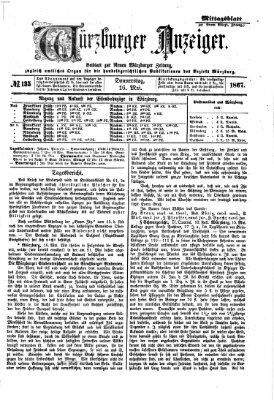 Würzburger Anzeiger. Mittagsblatt (Neue Würzburger Zeitung) Donnerstag 16. Mai 1867