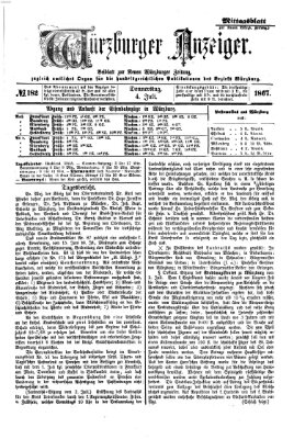 Würzburger Anzeiger. Mittagsblatt (Neue Würzburger Zeitung) Donnerstag 4. Juli 1867