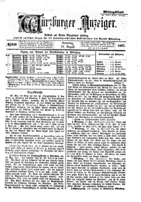 Würzburger Anzeiger. Mittagsblatt (Neue Würzburger Zeitung) Samstag 31. August 1867