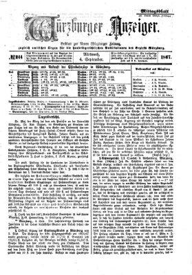 Würzburger Anzeiger. Mittagsblatt (Neue Würzburger Zeitung) Mittwoch 4. September 1867