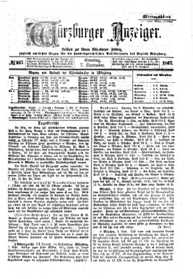 Würzburger Anzeiger. Mittagsblatt (Neue Würzburger Zeitung) Samstag 7. September 1867