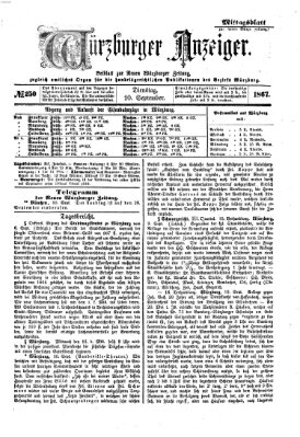 Würzburger Anzeiger. Mittagsblatt (Neue Würzburger Zeitung) Dienstag 10. September 1867