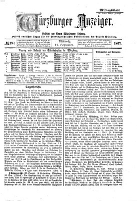 Würzburger Anzeiger. Mittagsblatt (Neue Würzburger Zeitung) Mittwoch 11. September 1867