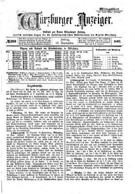 Würzburger Anzeiger. Mittagsblatt (Neue Würzburger Zeitung) Freitag 13. September 1867