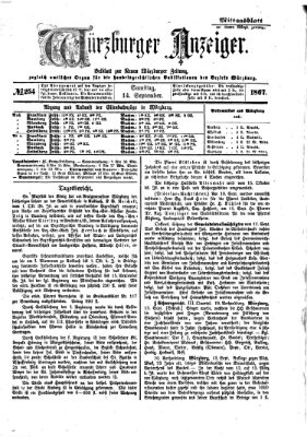 Würzburger Anzeiger. Mittagsblatt (Neue Würzburger Zeitung) Samstag 14. September 1867