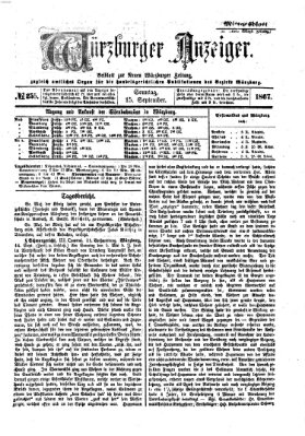 Würzburger Anzeiger. Mittagsblatt (Neue Würzburger Zeitung) Sonntag 15. September 1867