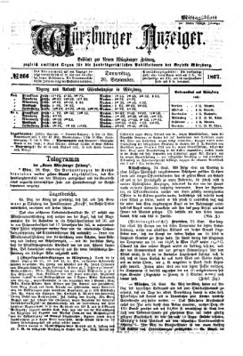 Würzburger Anzeiger. Mittagsblatt (Neue Würzburger Zeitung) Donnerstag 26. September 1867