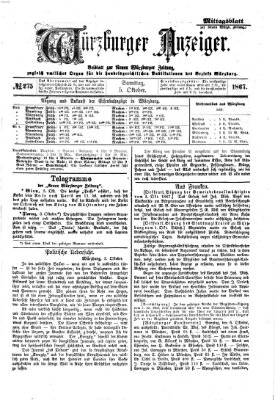 Würzburger Anzeiger. Mittagsblatt (Neue Würzburger Zeitung) Samstag 5. Oktober 1867