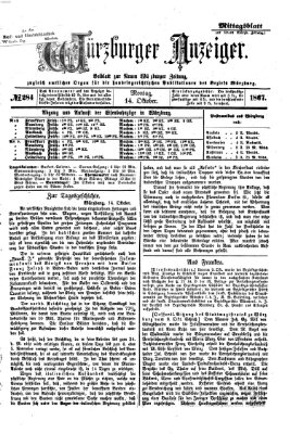 Würzburger Anzeiger. Mittagsblatt (Neue Würzburger Zeitung) Montag 14. Oktober 1867