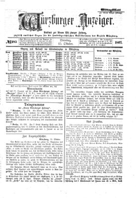 Würzburger Anzeiger. Mittagsblatt (Neue Würzburger Zeitung) Dienstag 15. Oktober 1867