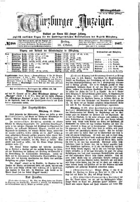 Würzburger Anzeiger. Mittagsblatt (Neue Würzburger Zeitung) Freitag 18. Oktober 1867